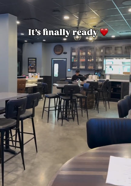 Image of a portion of the interior of the new Brass Tab pub in Nobscot, with the words 'It's finally ready" and a heart emoji