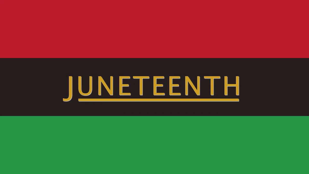 Juneteenth on a red, black, and green background