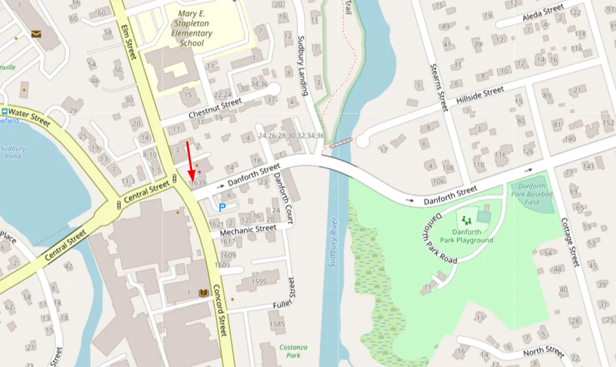 Map of Concord/Danforth intersection and nearby streets