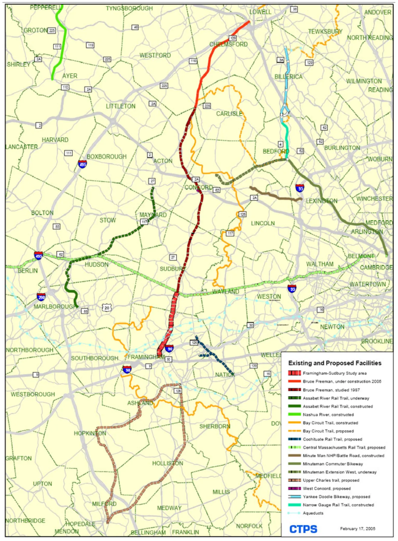 Map of the Bruce Freeman Trail