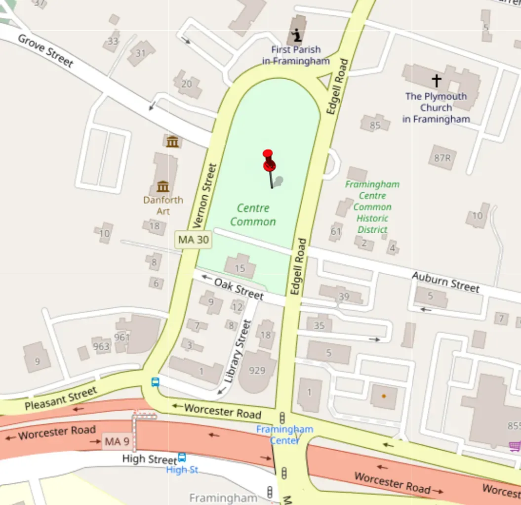 Map of the Framingham Centre Common