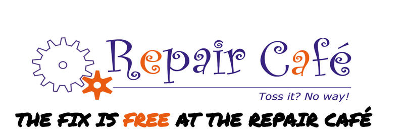 Repair Café logo with 'The fix is free at the Repair Café'