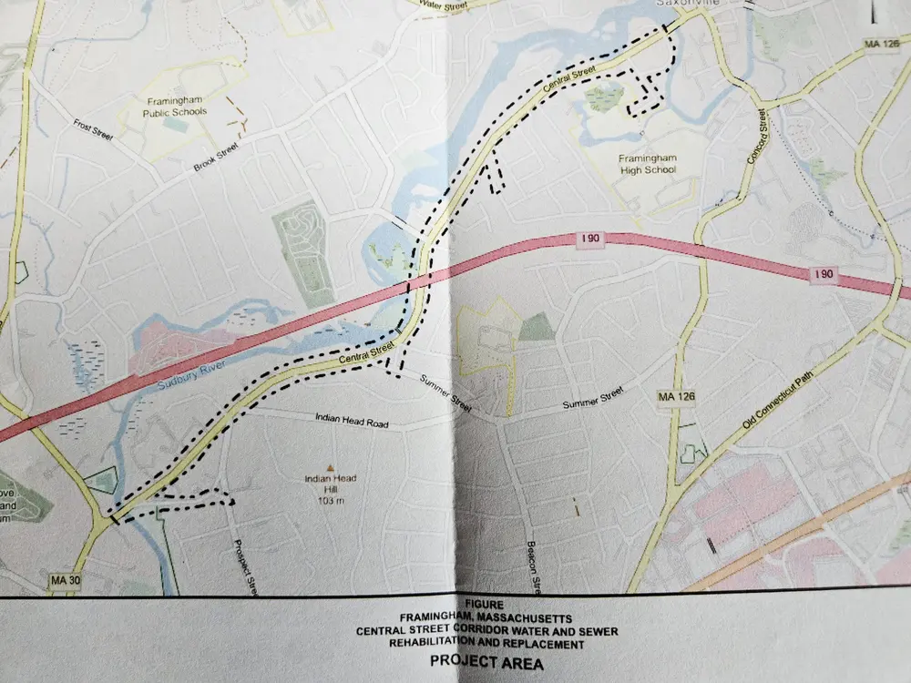 Map showing project area on Central and Kellogg streets