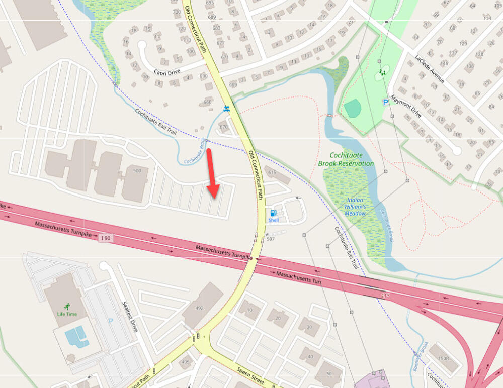 Map showing location of 500 Old Connecticut Path