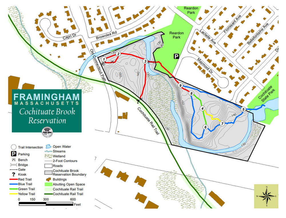 Cochituate Brook Reservation map