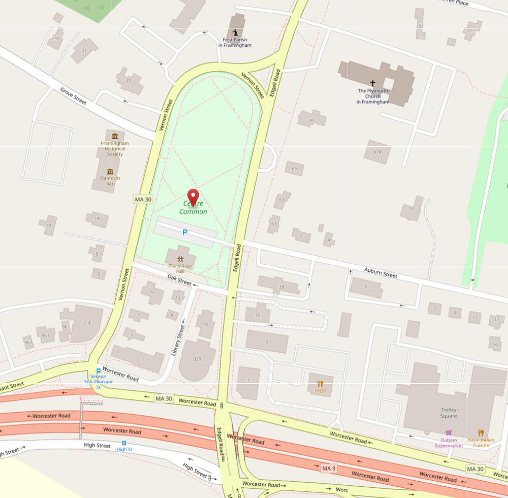 Map of the Framingham Centre Common location
