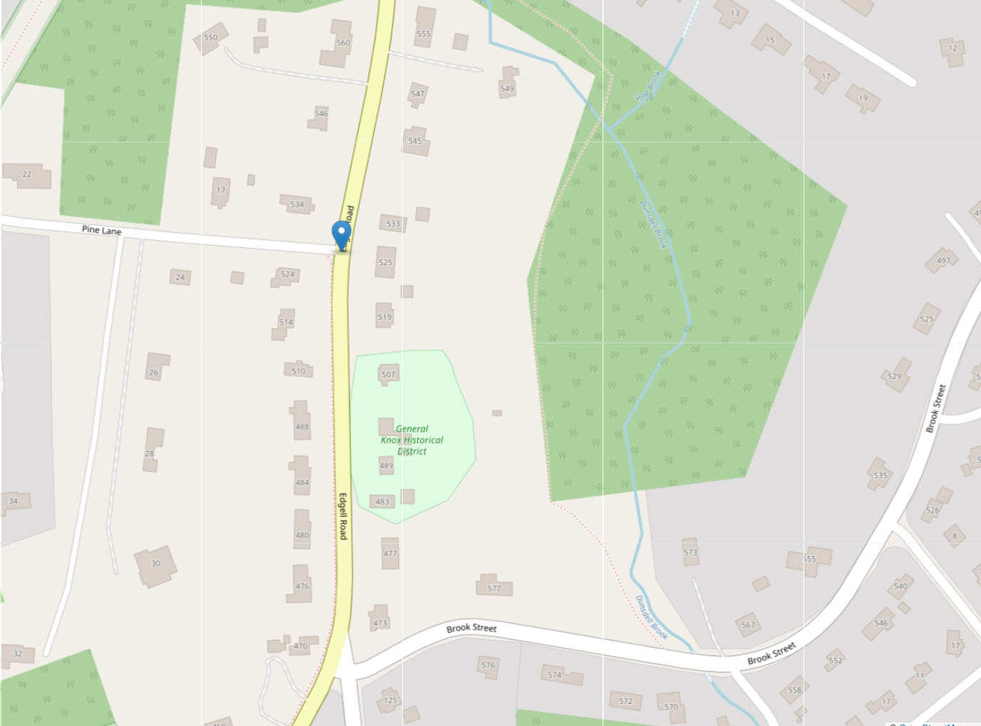 Map showing the intersection location